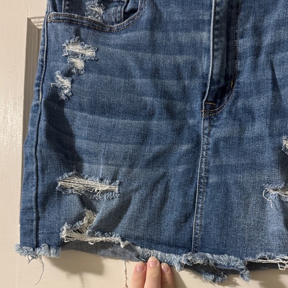 American Eagle Outfitters Ripped Blue Denim Mini Skirt - Picture 2 of 8